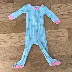 12-18 month sleeper, light blue with turtles and pink cuffs